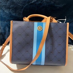 Anne Klein Navy and Tan Satchel